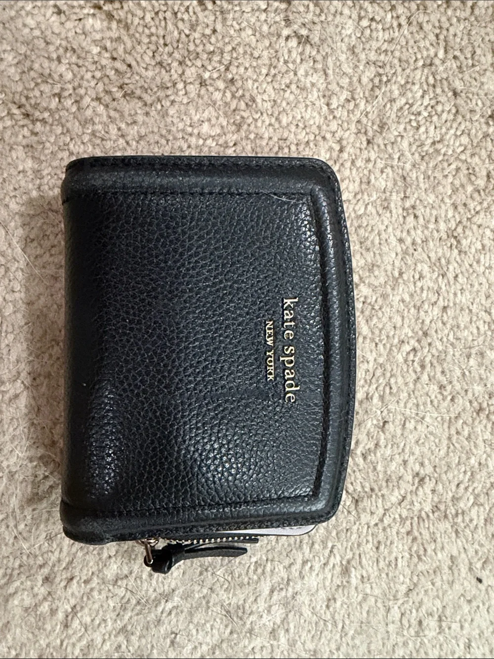 Kate Spade knott small pebbled leather bifold wallet black